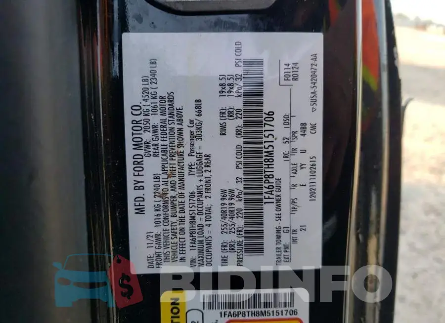 1FA6P8TH8M5151706 Photo# 13