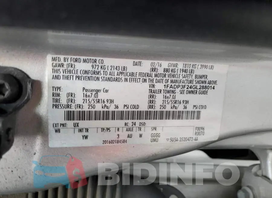 1FADP3F24GL288014 Photo# 12