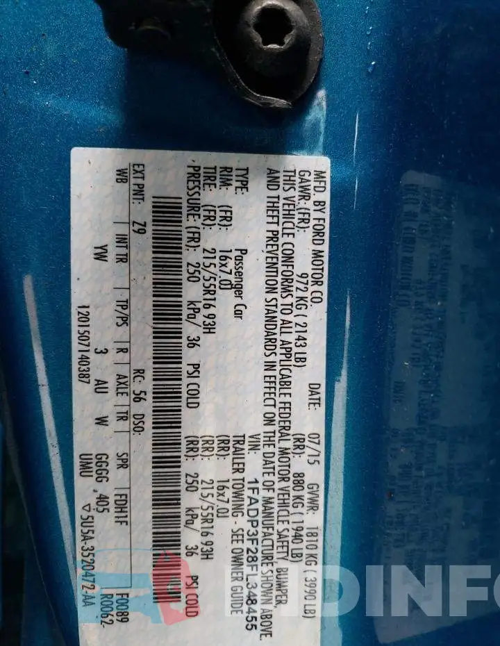 1FADP3F28FL348455 Photo# 12
