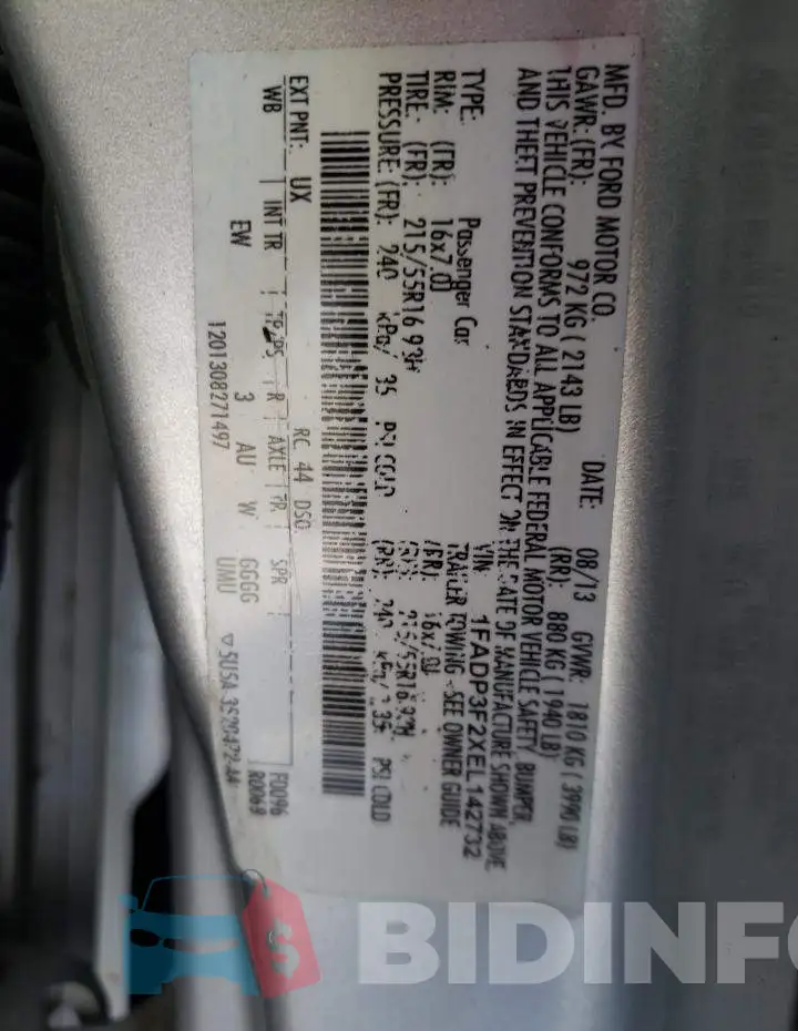 1FADP3F2XEL142732 Photo# 13