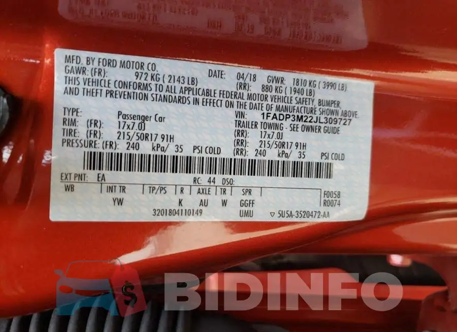 1FADP3M22JL309727 Photo# 12