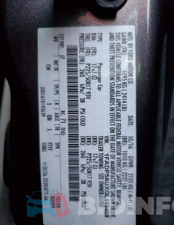 1FADP5AUXGL119488 Photo# 12