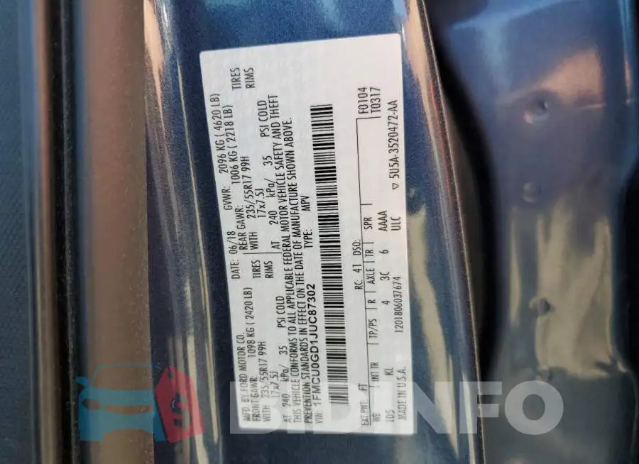 1FMCU0GD1JUC87302 Photo# 13