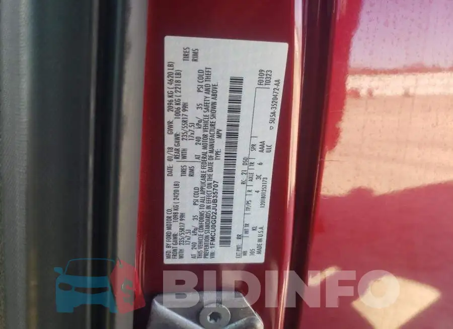 1FMCU0GD2JUB35707 Photo# 12
