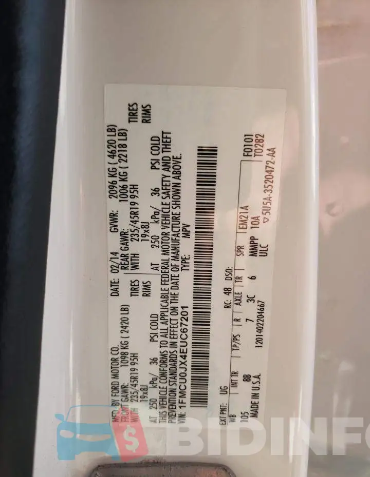 1FMCU0JX4EUC67201 Photo# 13