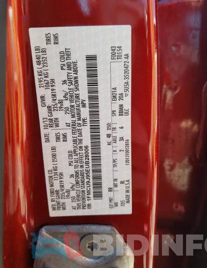1FMCU9J95EUB28006 Photo# 13