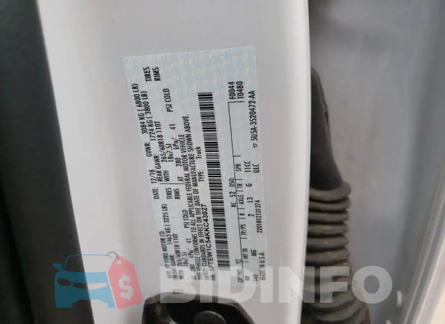 1FTEW1C54KKC43027 Photo# 13