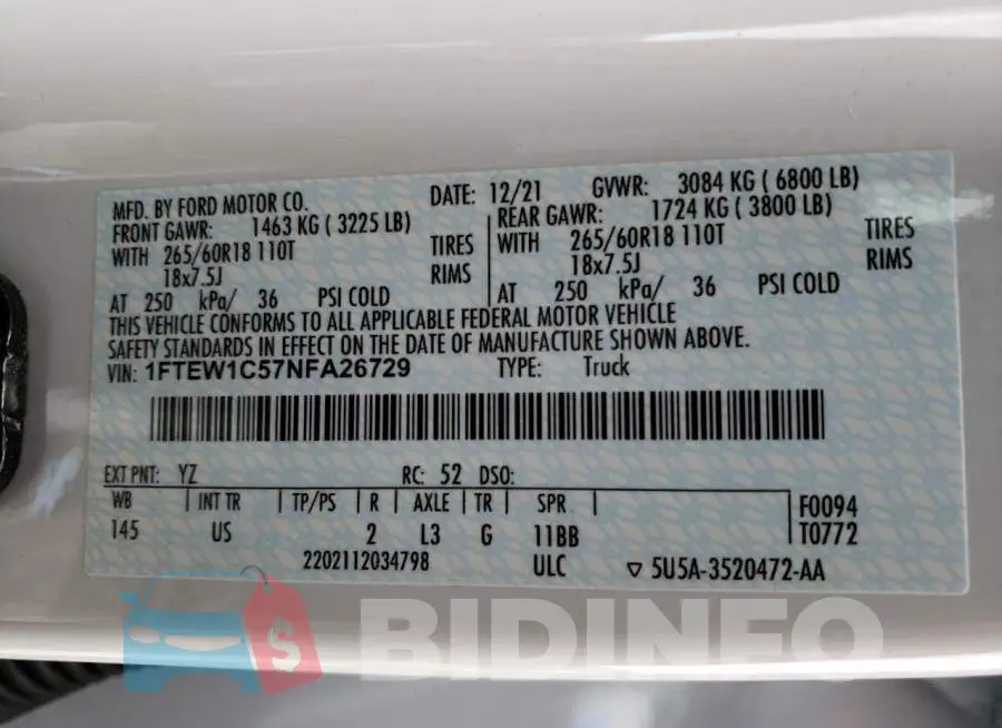 1FTEW1C57NFA26729 Photo# 13