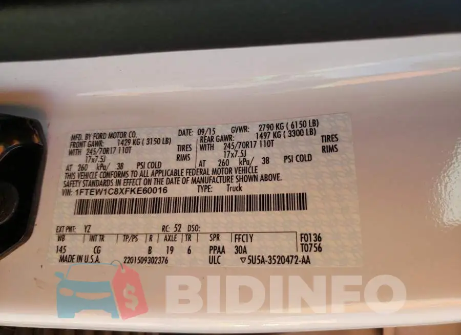 1FTEW1C8XFKE60016 Photo# 12
