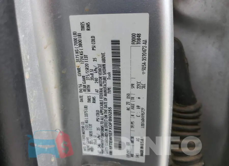 1FTEW1EFXGFB93255 Photo# 12