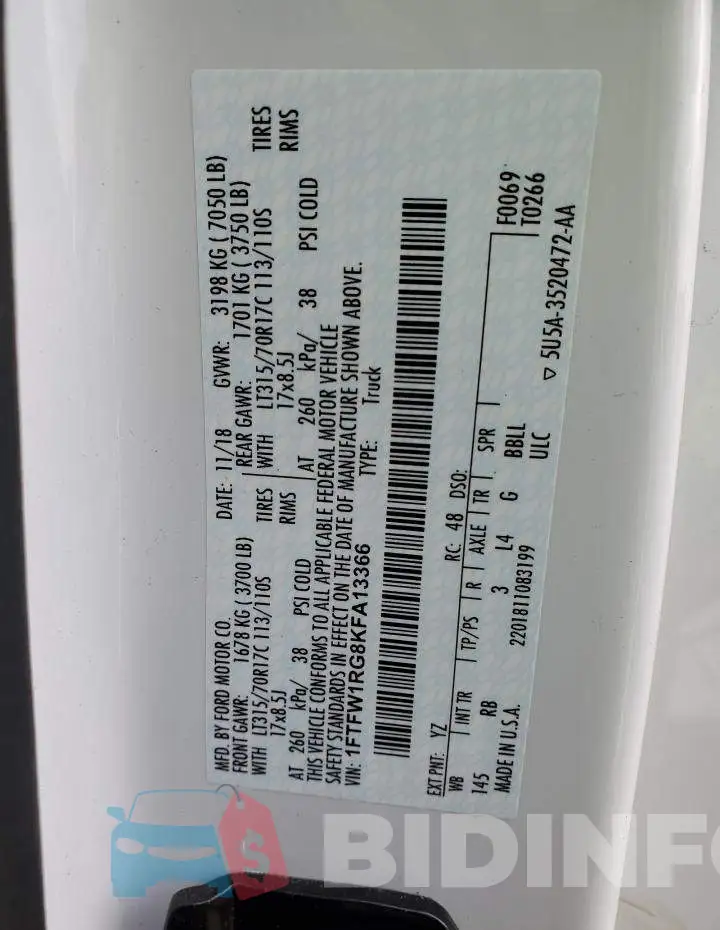 1FTFW1RG8KFA13366 Photo# 12