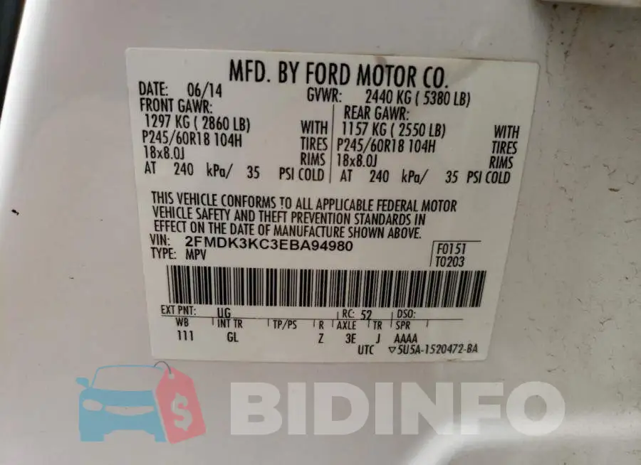2FMDK3KC3EBA94980 Photo# 13