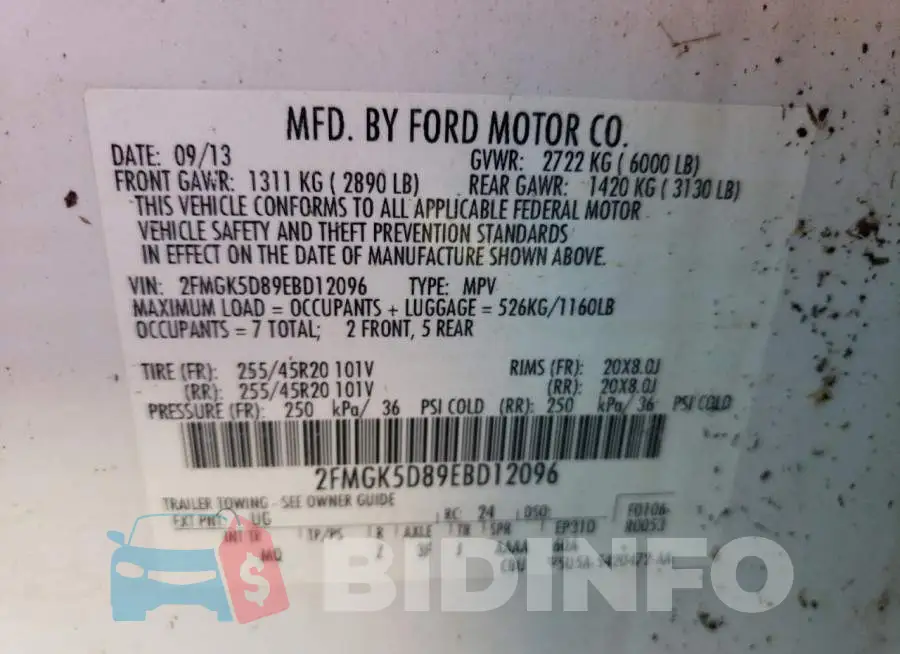 2FMGK5D89EBD12096 Photo# 14