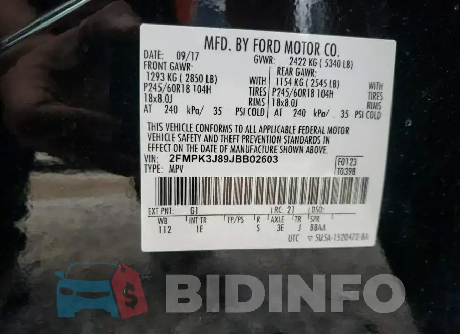 2FMPK3J89JBB02603 Photo# 14