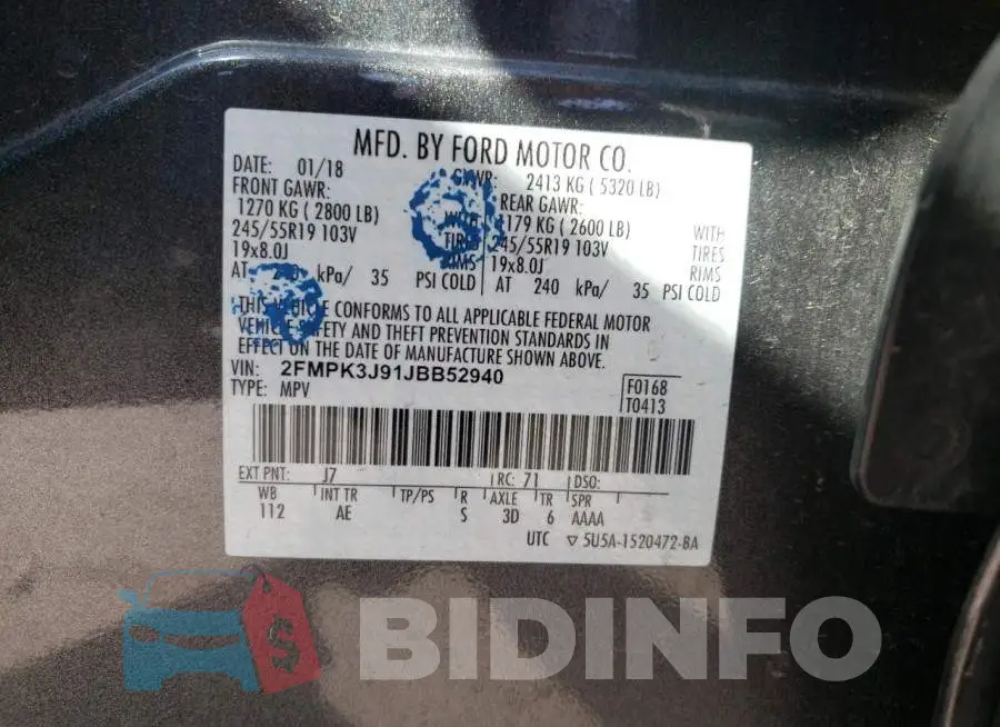 2FMPK3J91JBB52940 Photo# 10