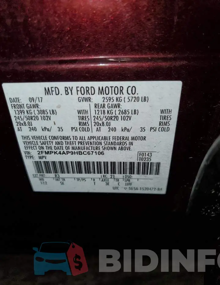 2FMPK4AP9HBC67106 Photo# 13