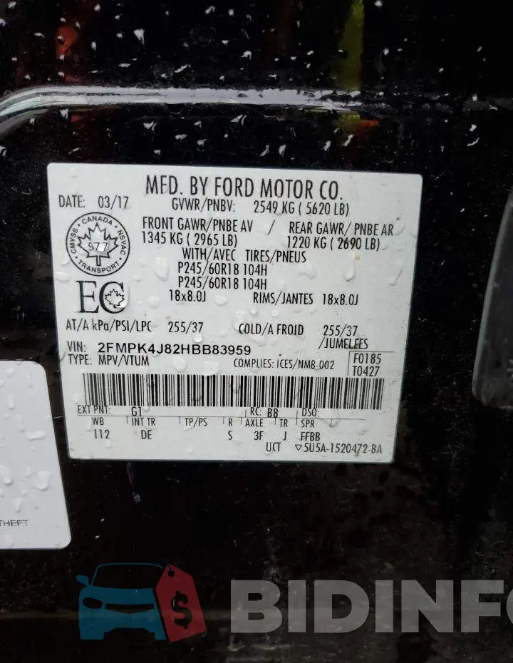 2FMPK4J82HBB83959 Photo# 13