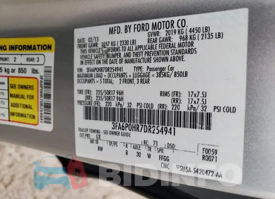 3FA6P0HR7DR254941 Photo# 12