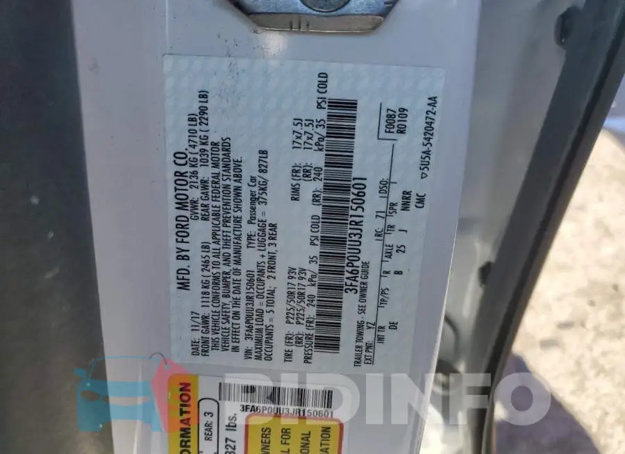 3FA6P0UU3JR150601 Photo# 12