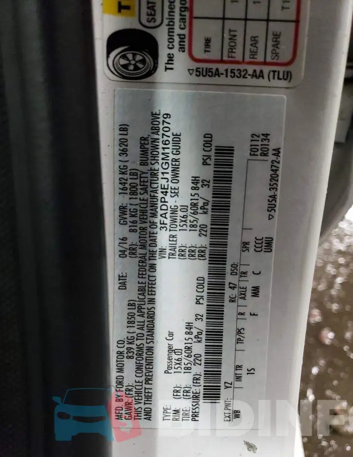 3FADP4EJ1GM167079 Photo# 12