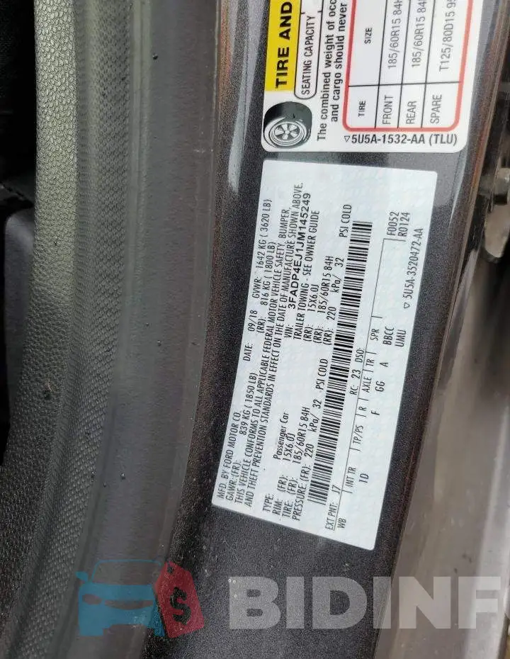 3FADP4EJ1JM145249 Photo# 12