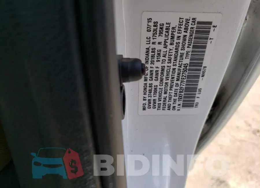 19XFB2F77FE275045 Photo# 13