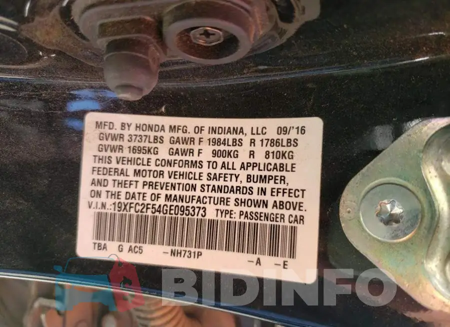 19XFC2F54GE095373 Photo# 13