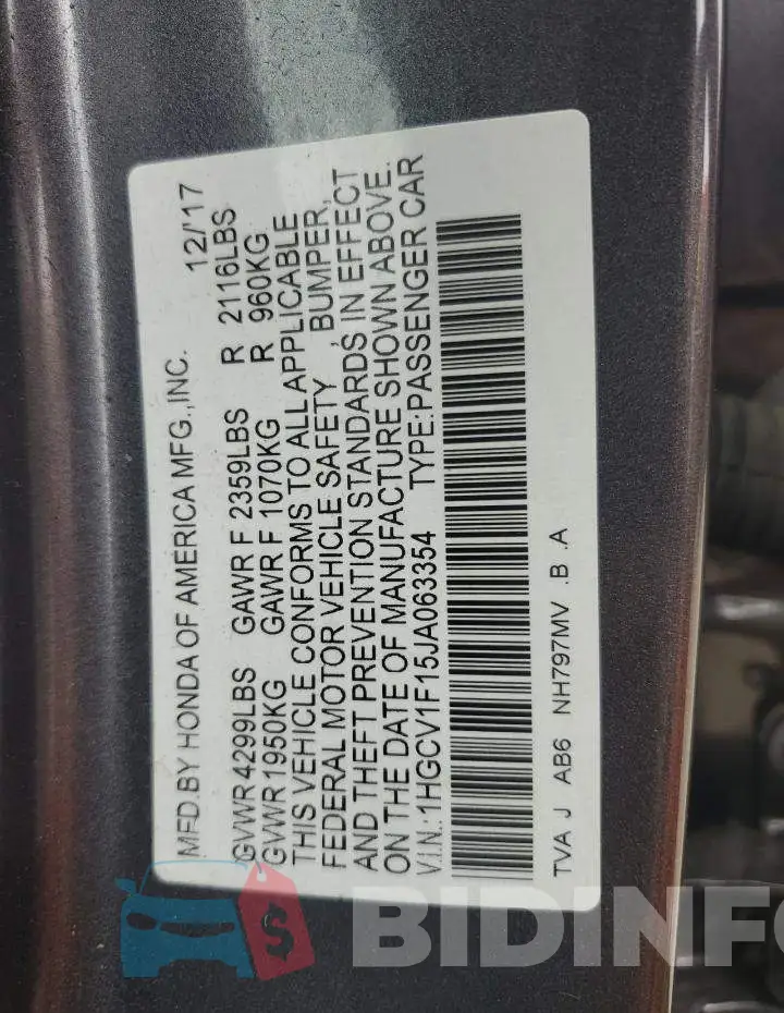 1HGCV1F15JA063354 Photo# 12