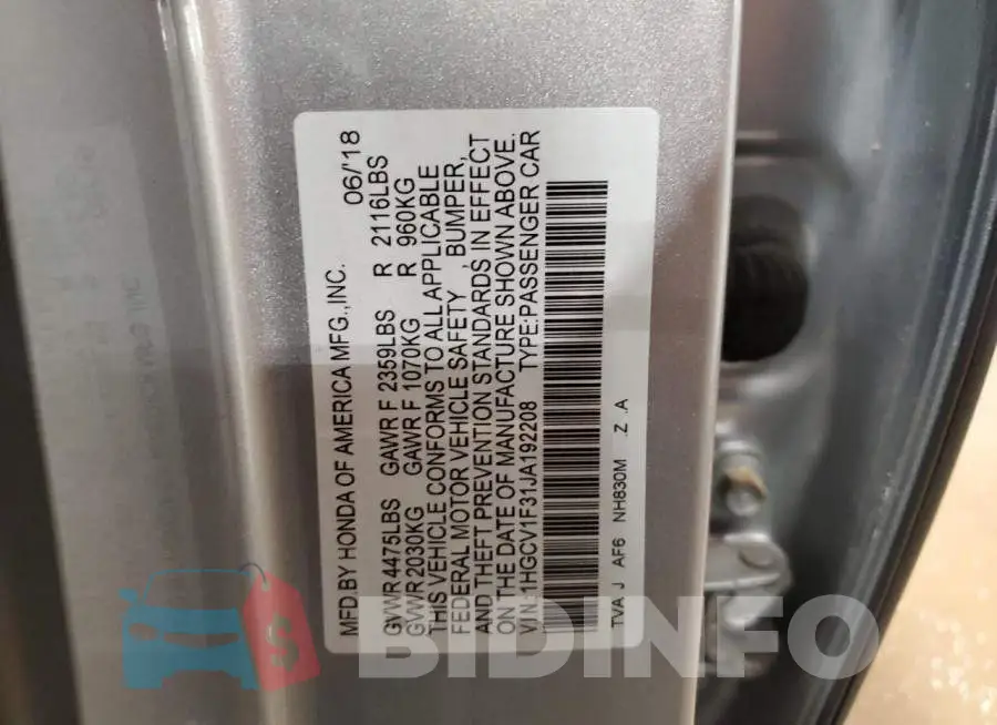 1HGCV1F31JA192208 Photo# 12