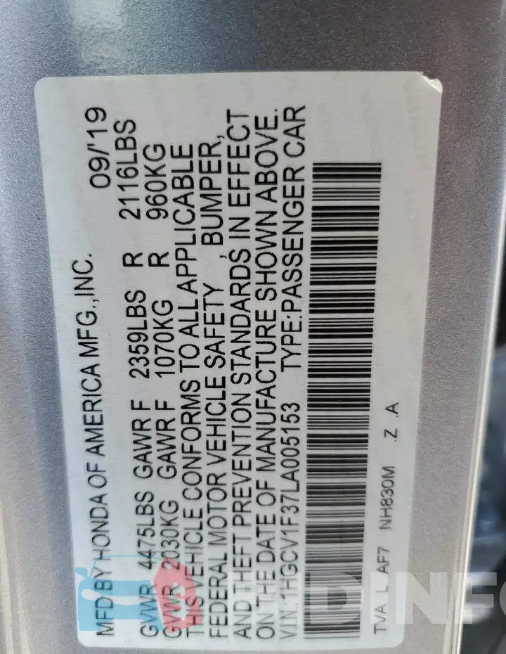 1HGCV1F37LA005153 Photo# 12
