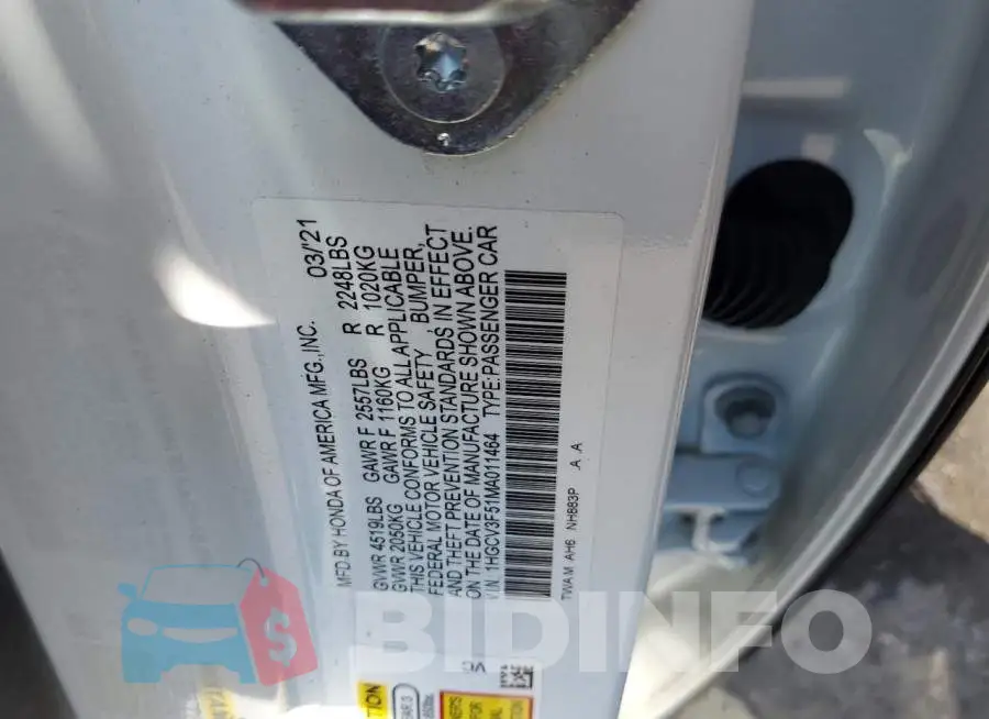 1HGCV3F51MA011464 Photo# 12