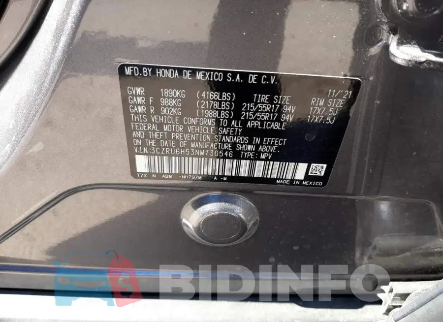 3CZRU6H53NM730546 Photo# 10