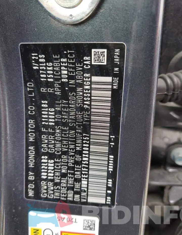 JHMFE1F75NX008257 Photo# 12