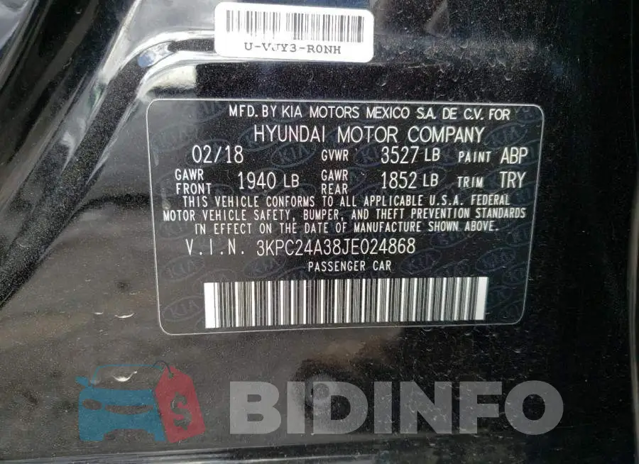 3KPC24A38JE024868 Photo# 12