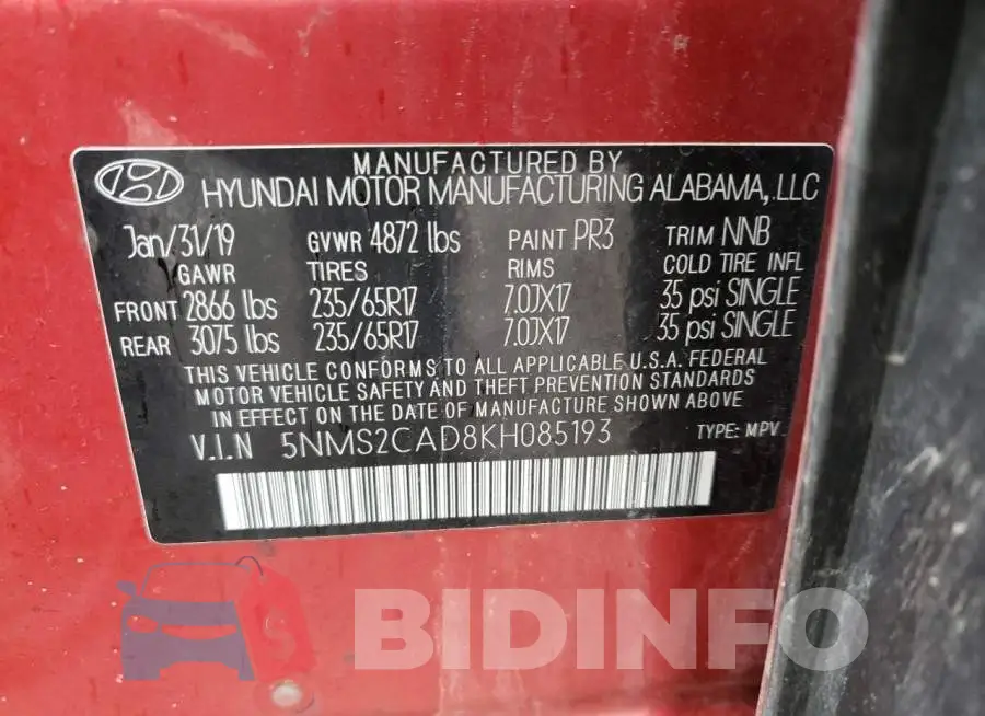 5NMS2CAD8KH085193 Photo# 14