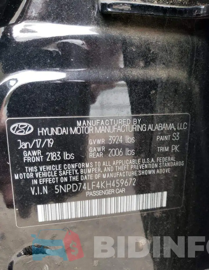 5NPD74LF4KH459672 Photo# 12