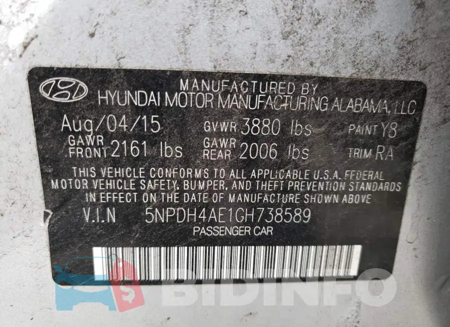 5NPDH4AE1GH738589 Photo# 12