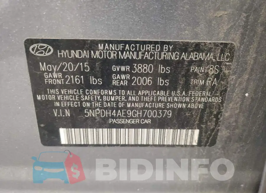 5NPDH4AE9GH700379 Photo# 12