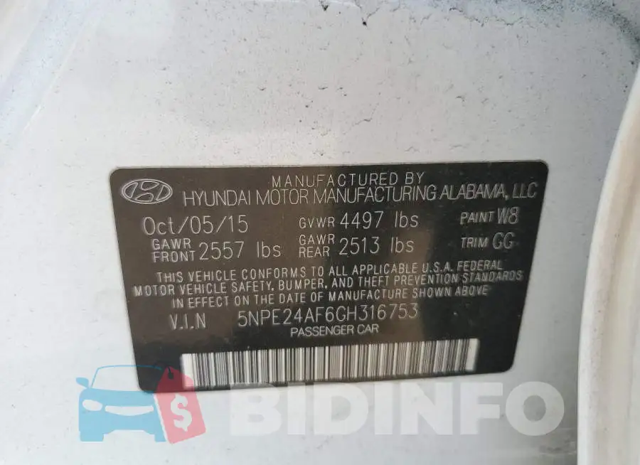 5NPE24AF6GH316753 Photo# 12