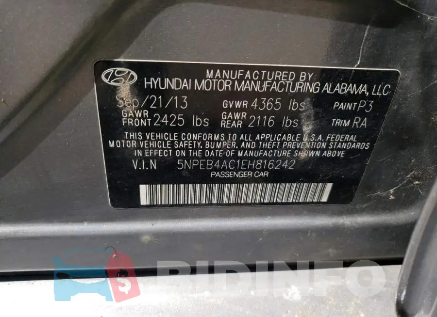 5NPEB4AC1EH816242 Photo# 12
