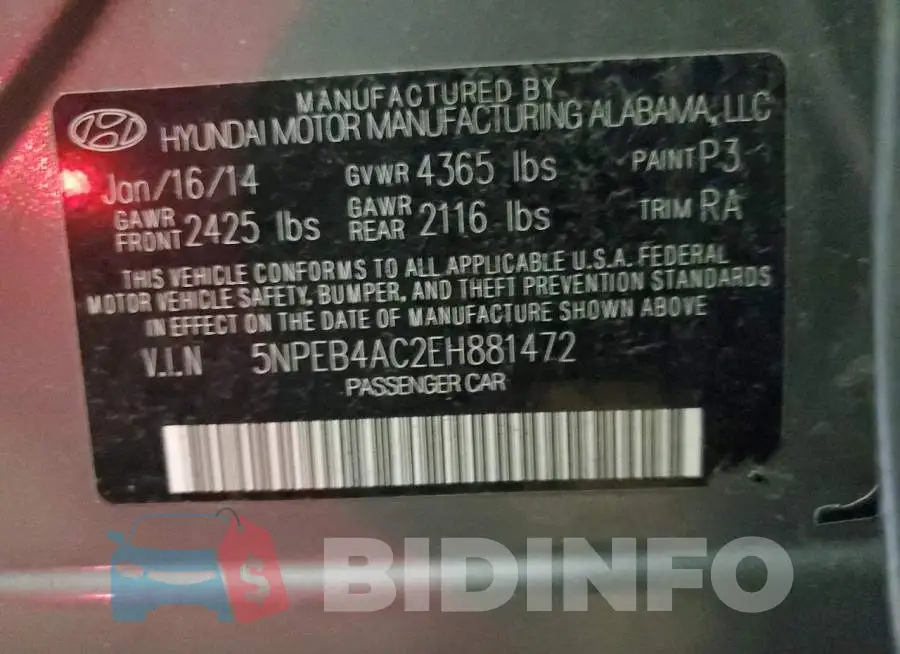 5NPEB4AC2EH881472 Photo# 12