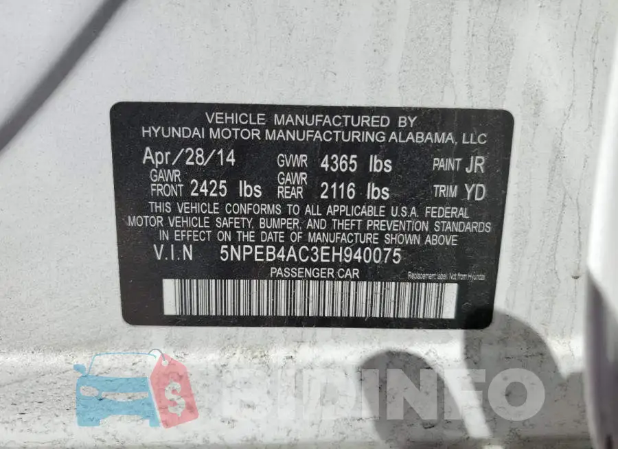 5NPEB4AC3EH940075 Photo# 12