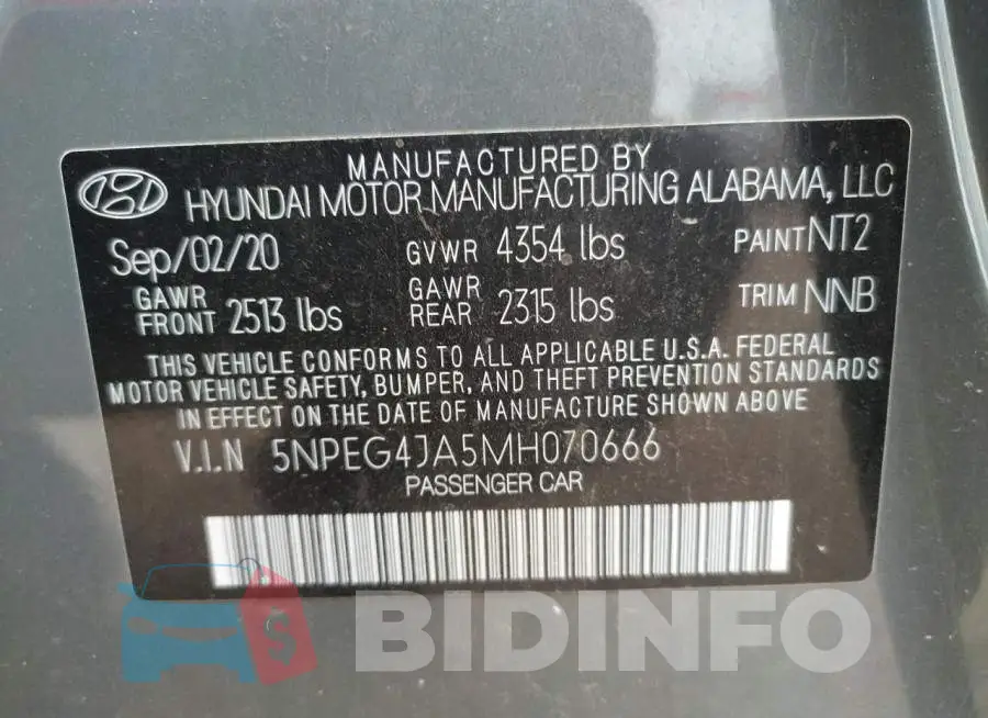 5NPEG4JA5MH070666 Photo# 12