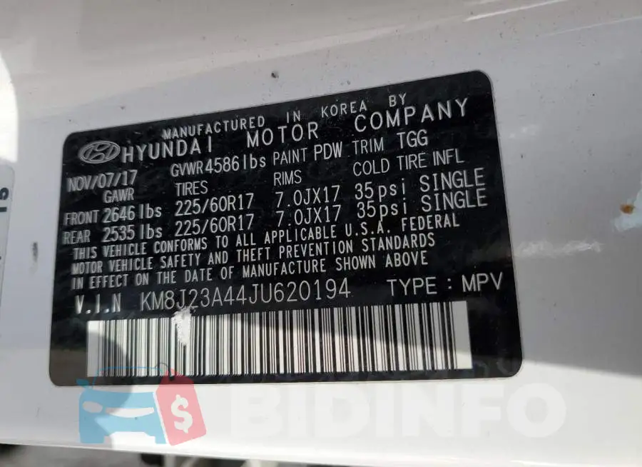 KM8J23A44JU620194 Photo# 12