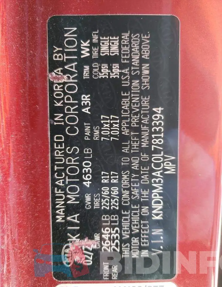 KNDPM3AC0L7813394 Photo# 14