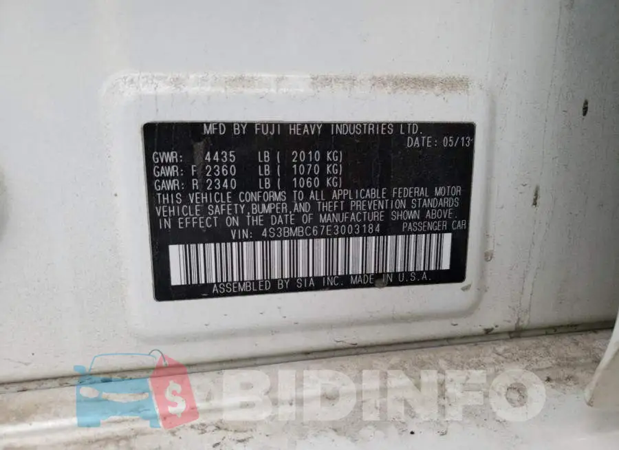 4S3BMBC67E3003184 Photo# 12