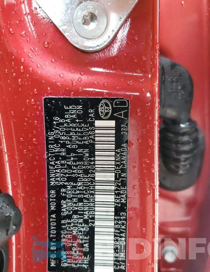 2T1BURHEXHC762044 Photo# 13
