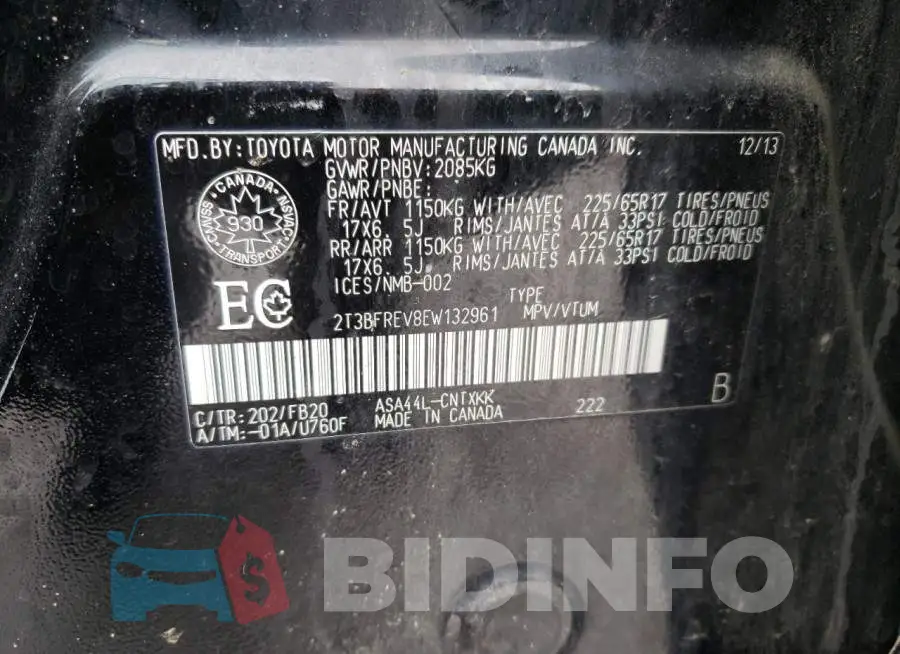 2T3BFREV8EW132961 Photo# 13