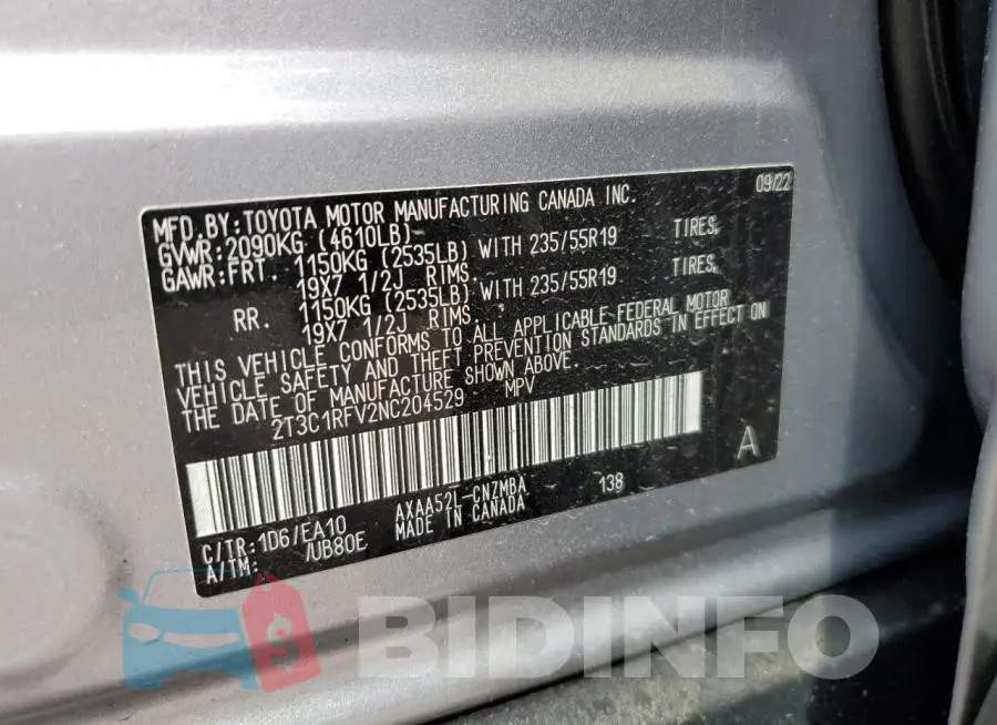 2T3C1RFV2NC204529 Photo# 14