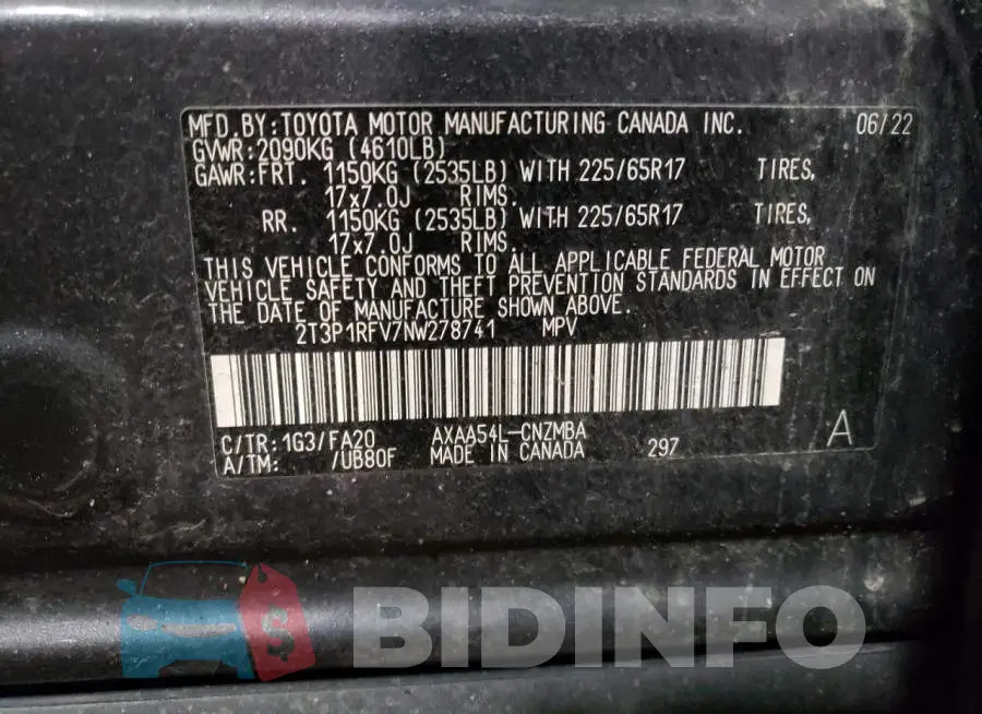 2T3P1RFV7NW278741 Photo# 12